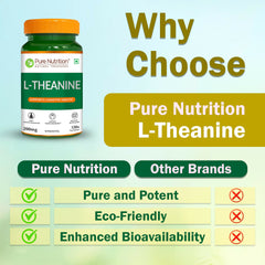 Pure Nutrition L-Theanine 200mg 120 Veg Capsules | L Theanine Supplement | Supports Stress Relief, Anxiety Reduction & Cognitive Health | Promotes Relaxation & Brain Function