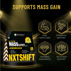 Pure Nutrition NXTSHIF All-In-One Mass Gainer Powder, Chocolate Flavor, 3kg | High Calorie Weight Gainer for Muscle Mass & Strength | Balanced Macros, Easy Digestion, Lean Mass Support | Gym Nutrition Supplement