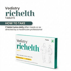 Vedistry® Richelth Longevity Tablet | Enriched with Amla, Haldi, DHA, Niacin & MeCbl | Neutralizes Free Radicals & Slows Cellular Aging | Supports Energy, Immunity & Vital Organ Health | 60 Tablets
