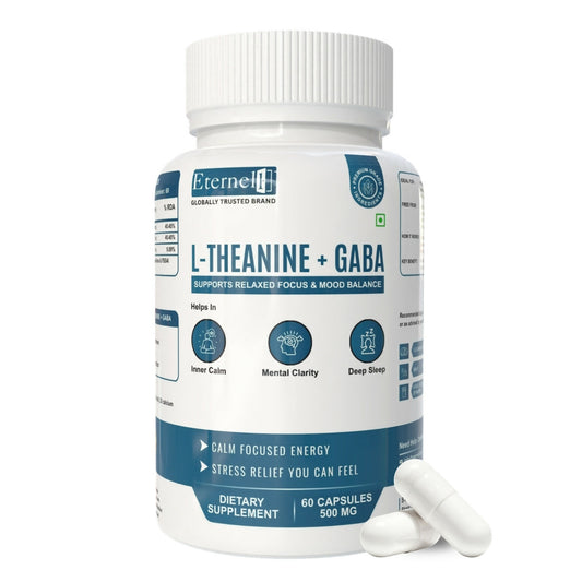 Eternell® L-Theanine + GABA | Supports Relaxed Focus & Mood Balance | Calm Focused Energy | 60 Capsules