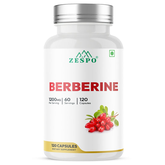 Zespo Berberine HCl 1200mg with Milk Thistle, Turmeric, Ceylon Cinnamon & Black Pepper - 120 Capsules