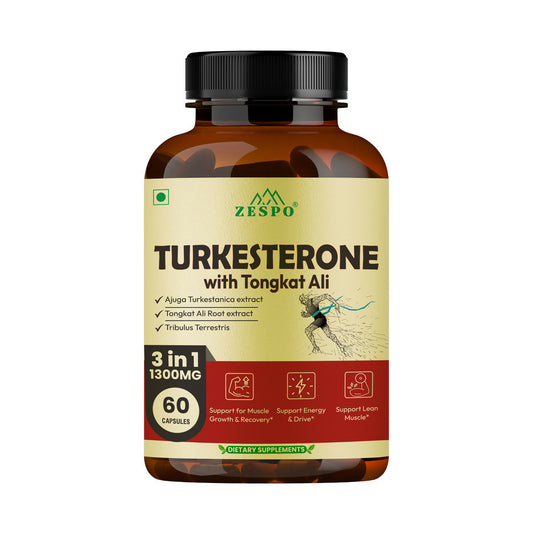 ZESPO® Turkesterone with Tongkat Ali | 3-in-1 Formula, 1300 mg per Serving | Supports Energy, Drive & Muscle Recovery | 60 Vegetarian Capsules