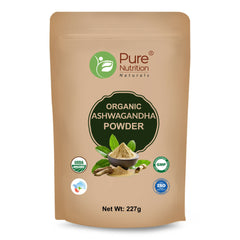 Pure Nutrition Organic Ashwagandha Root Powder, 227g | Supports Stress Management, Sleep, Fertility, Immunity, Vitality & Strength | Amukkara Kizhangu Choornam | USDA Organic Certified