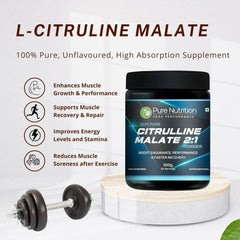 Pure Nutrition L-Citrulline Malate 2:1 Powder 100g , 33 Servings | 100% Pure & Unflavoured | Boosts Stamina, Enhances Performance, Speeds Muscle Recovery & Reduces Fatigue | Ideal Pre-Workout for Men & Women