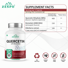 Zespo Quercetin with Bromelain & Elderberry 650mg - 60 Capsules