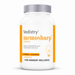 Vedistry® Memosharp Capsules | Ayurvedic Memory & Brain Wellness | Enriched with Brahmi, Mandukparni & Yashtimadhu | 60 Capsules
