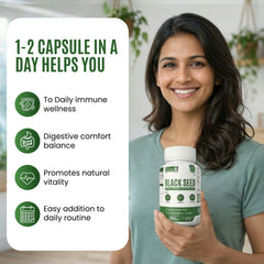 Eternell Black Seed Extract Capsules | 500 mg Nigella Sativa (Kalonji) Supplement for Immune Herbal Support, Antioxidant & Metabolism | | Supplement for men & women | 60 Veg Capsules