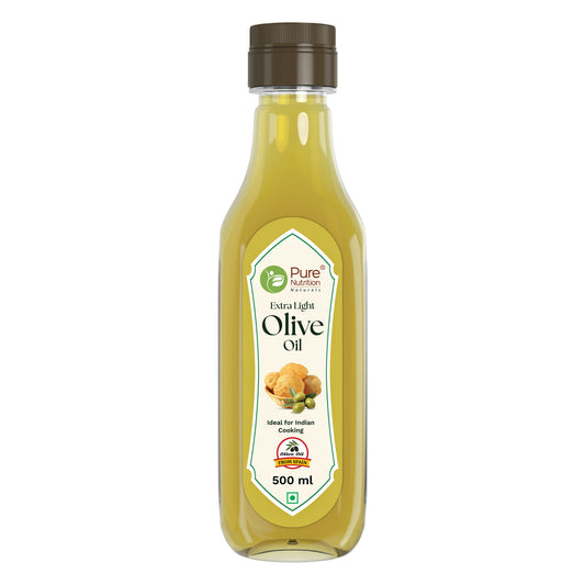 Pure Nutrition Extra Light Olive Oil - 500ml|Cold Pressed & 100% Pure|Ideal for Deep Frying,Low Heat Indian Cooking & Salad Dressing|Imported from Spain|Great for Skin,Hair & Overall Wellness