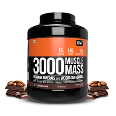QNT Muscle Mass 3000 | Weight Gainer and Muscle Gainer Supplement (18g Protein, 1.5g Dietary Fibre, 110g Carbs) Per Serve