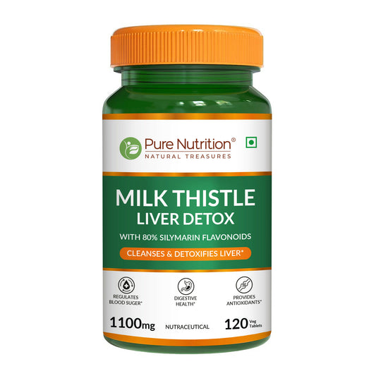 Pure Nutrition Milk Thistle Liver Detox Supplement - 60 Tablets with N-Acetyl L-Cysteine (NAC), Curcumin, Amla & Vitamin C | Supports Liver Health, Fatty Liver Care | Natural Detoxification Formula