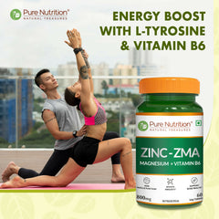 Pure Nutrition Zinc ZMA | With Zinc, Magnesium Aspartate & Vitamin B6 for Muscle Recovery, Deep Sleep & Bone Health | 60 Veg Tablets