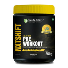NXTSHIFT All-In-One Pre Workout Powder for Energy, Focus, Endurance & Strength Support with Caffeine, L-Theanine, Citrulline Malate, Beta-Alanine & Creatine Monohydrate | Pink Guava Flavour | 250g