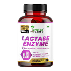 Humming Herbs Lactase Enzyme 90 Vegan Capsules, 45-Day Pack 1000mg Per Serving