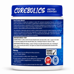 COREBOLICS Creatine with Electrolytes – Unflavoured Formula for Strength, ATP Energy, Endurance & Faster Recovery