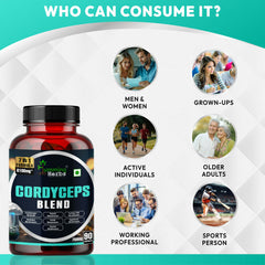 Humming Herbs Cordyceps sinensis Keeda Jadi supplement 8100mg with Reishi, Chaga, Enoki, Oyster & Maitake Mushroom Supports Lungs detox and Immune Support 7in1 Formula - 90 Cap