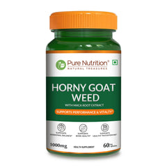 Pure Nutrition Horny Goat Weed with Maca Root Extract 1000mg 60 Veg Capsules | Supports Energy, Stamina, Bone & Hormonal Health
