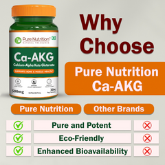 Pure Nutrition Ca-AKG - (500mg) - 30 Veg Capsules | Calcium Alpha-Ketoglutarate Supplements For Cellular Energy & Joint Health | Support Healthy Aging, Athletic Performance & Muscle Recovery