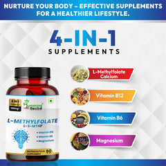 Humming Herbs L-Methylfolate (L-5-MTHF) with Vitamin B12, Vitamin B6 & Magnesium | 4-in-1 Daily Wellness Formula