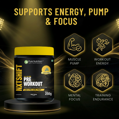 NXTSHIFT All-In-One Pre Workout Powder for Energy, Focus, Endurance & Strength Support with Caffeine, L-Theanine, Citrulline Malate, Beta-Alanine & Creatine Monohydrate | Pink Guava Flavour | 250g