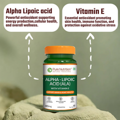 Pure Nutrition Alpha Lipoic Acid (ALA) 300mg - with Vitamin E | Powerful Antioxidant for Nerve & Heart Health | Supports Healthy Blood Sugar, Energy Metabolism & Cellular Protection