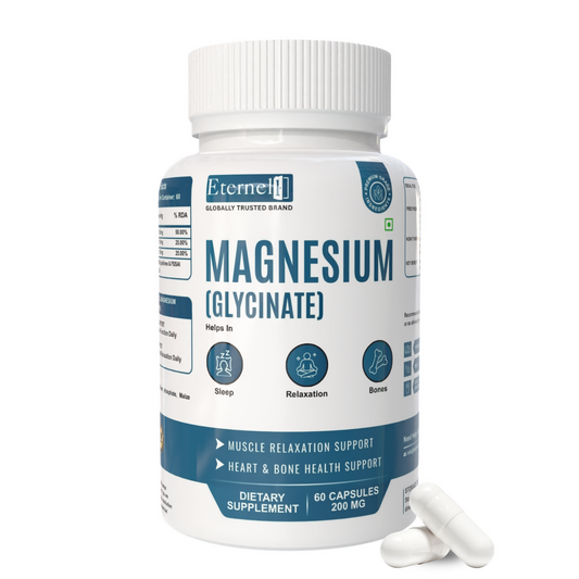 Eternell® Magnesium Glycinate Capsules | 200 MG Magnesium Bisglycinate | Supports Relaxation, Sleep & Bone Health | 60 Capsules
