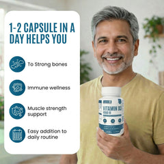 Eternell® Vitamin D3 4000 IU Capsules | Enriched With Di Calcium Phosphate | Supports Bone Strength & Immunity | 60 Capsules
