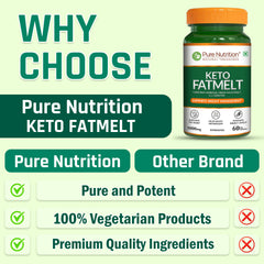 Pure Nutrition Keto FatMelt, 1000mg, with Garcinia Cambogia, Green Tea Extract & L-Carnitine Weight Management Supplement