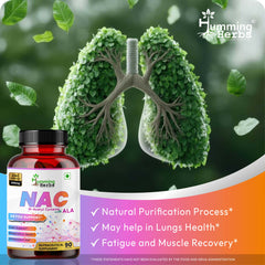 Humming Herbs NAC supplement with Alpha Lipoic Acid - Cellular Detox & Antioxidant Support for Liver, Respiratory Health & Overall Wellness - 450mg - 90 Capsules
