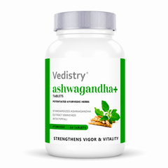 Vedistry® Ashwagandha+ Tablets | Standardized Ashwagandha Extract Enriched with Pippali | Relieves Stress & Boosts Immunity | 60 Tablets