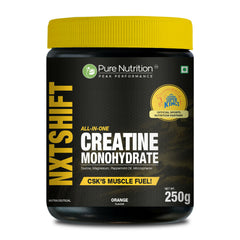 Pure Nutrition® NXTSHIFT All-In-One Creatine Monohydrate | Enriched with Taurine & Magnesium | Supports Muscle Strength, Energy & Endurance | 62 Servings | 250g (Orange Flavour)