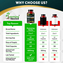 Humming Herbs Benfotiamine+ 600mg with Ashwagandha & Alpha Lipoic Acid - Antioxidant & Energy Support - Promotes Nerve Health & Metabolic Function