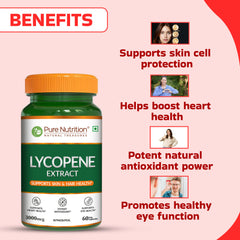 Pure Nutrition Lycopene 3000 mcg 60 Plant-Based Vegetarian Capsules |Strong Antioxidant Blend Supporting Skin, Hair, Heart, Prostate & Daily Cellular Wellbeing