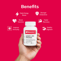 Newedge Ultrafit Men Multivitamin | 41-in-1 Formula | Vitamins, Minerals, Probiotics & Enzymes | Strength, Stamina, Focus & Recovery | For Gym & Active Men.