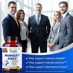 Humming Herbs Nurolift Daily Supplement 6-in-1 with Bacopa,Ginkgo,L-Theanine,Vitamin B12,Folic Acid & Zinc–120 Veg Capsules