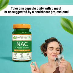 Pure Nutrition NAC (N-Acetyl L-Cysteine) 600mg | Antioxidant Support for Immunity, Lung & Liver Health for Men & Women | 120 Veg Capsules