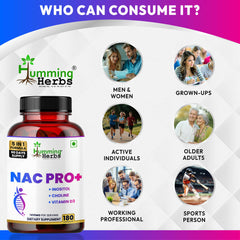 Humming Herbs NAC PRO+ with N-Acetyl Cysteine, Inositol, Choline, Vitamin D3 & Zinc | 1410mg | 45 Days Supply | Non-GMO & Clean Label