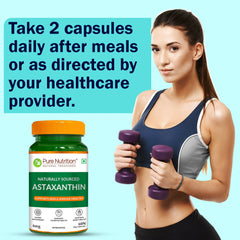 Pure Nutrition Astaxanthin 4mg 60 Veg Capsules | Powerful Antioxidant for Eye, Skin, Heart & Immune Support | Promotes Cellular Health, Anti-Aging & Recovery | Plant-Based, For Men & Women