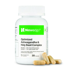 Newedge Ashwagandha & Holy Basil Complex | Shoden® Ashwagandha Extract & Ocitum™ Holy Basil Extract | Supports Stress Management, Energy, Strength, Endurance & Overall Wellness.