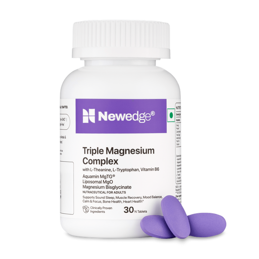 NewEdge Triple Magnesium Complex | Aquamin MgTG®, Bisglycinate & Liposomal MgO | Supports Sleep, Muscle Recovery & Bone Health