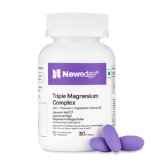 Newedge Triple Magnesium Complex | Aquamin MgTG® + Bisglycinate + Liposomal MgO | With L-Theanine, L-Tryptophan & Vitamin B6 | Deep Sleep, Muscle Recovery, Stress Relief & Bone Health.
