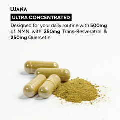 UJANA NMN 1000mg with Trans-Resveratrol & Quercetin Dihydrate | 3 IN 1 FORMULA | 90 Veg Capsules - 45 Day Pack