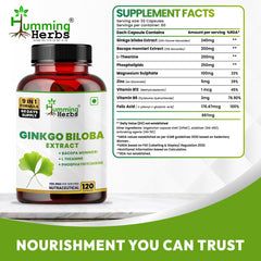 Humming Herbs Ginkgo Biloba with Bacopa, L-Theanine, Phosphatidylserine, Vitamin B6, B12, Magnesium, Folic Acid & Zinc | 9-in-1 Daily Nutrition Blend