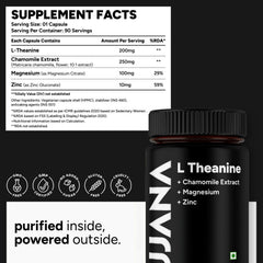 UJANA L-Theanine with Chamomile Extract, Magnesium & Zinc – 560 mg Formula - 90 Capsules
