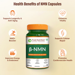 Pure Nutrition NMN Supplement 500mg (60 Capsules) | NAD Booster | Nicotinamide Mononucleotide | Supports Longevity & Metabolism Supports Healthy Aging & Increases Energy Levels