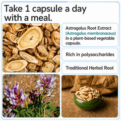 ZESPO® Astragalus Root Extract Capsules | 600 mg | 10:1 Extract | Plant-Based Dietary Supplement | 60 Vegetarian Capsules
