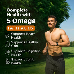 Pure Nutrition Vegan Omega 3 5 6 7 9 (30 Softgels) | Plant Based Veg Omega 3 Supplement with Blend of Seabuckthorn, Flaxseed, Pomegranate, Borage & Olive Oils | Supports Heart, Skin & Joint Health