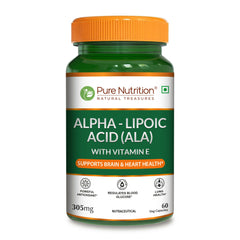 Pure Nutrition Alpha Lipoic Acid (ALA) 300mg - with Vitamin E | Powerful Antioxidant for Nerve & Heart Health | Supports Healthy Blood Sugar, Energy Metabolism & Cellular Protection