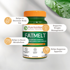Pure Nutrition FATMELT with Garcinia Cambogia, L-Carnitine & Apple Cider Vinegar For Appetite Control, Weight Management