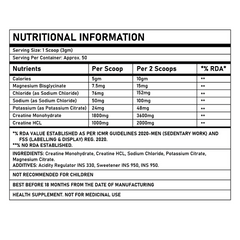 Corebolics Creatine (CREATINE + ELECTROLYTE)- Unflavoured