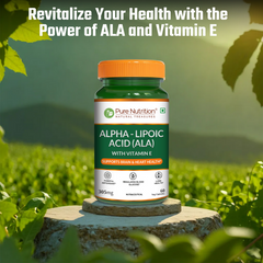 Pure Nutrition Alpha Lipoic Acid (ALA) 300mg - with Vitamin E | Powerful Antioxidant for Nerve & Heart Health | Supports Healthy Blood Sugar, Energy Metabolism & Cellular Protection